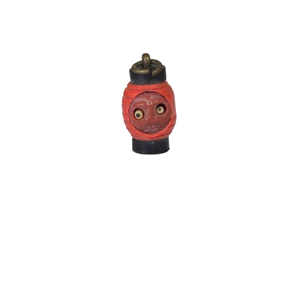 Vintage Japanese Kobe Charm Pop Out Eyes Jewelry Keychain Mini Lantern Red Black